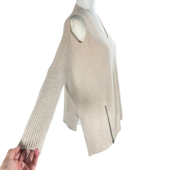AllSaints Sweater Cream Wool-Alpaca blend Open Shoulder Asymmetrical Style Size - Picture 12 of 12